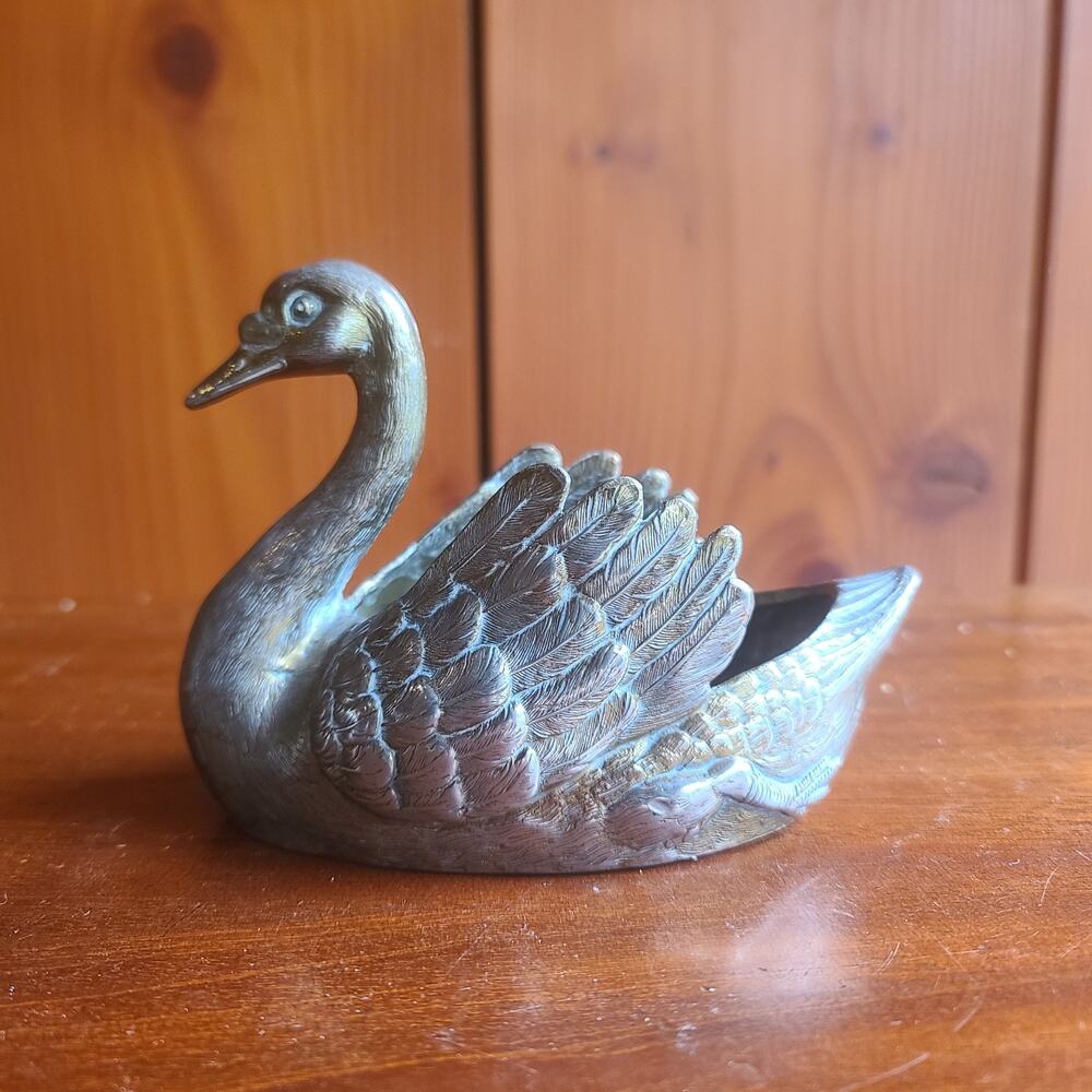 ANTIQUE JENNINGS BROS METAL SWAN CANDY DISH C. 1890’S JB.2494 Metal Figurine